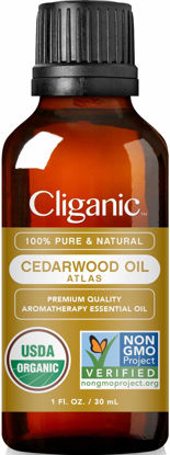 Picture of Cliganic Organic Cedarwood Essential Oil - 100% Pure Natural Undiluted, for Aromatherapy Diffuser | Non-GMO Verified