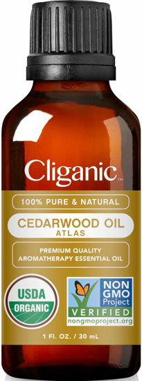 Picture of Cliganic Organic Cedarwood Essential Oil - 100% Pure Natural Undiluted, for Aromatherapy Diffuser | Non-GMO Verified