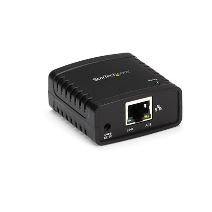 Picture of StarTech.com 10/100Mbps Ethernet to USB 2.0 Network Print Server - Windows 10 - LPR - LAN USB Print Server Adapter (PM1115U2)