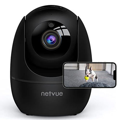 Picture of NETVUE Dog Camera, 1080P FHD 2.4GHz WiFi Pet Camera, Indoor Security Camera for Pet/Baby/Nanny, AI Human Detection, Night Vision, Cloud Storage/TF Card, 2-Way Audio Compatible with Alexa