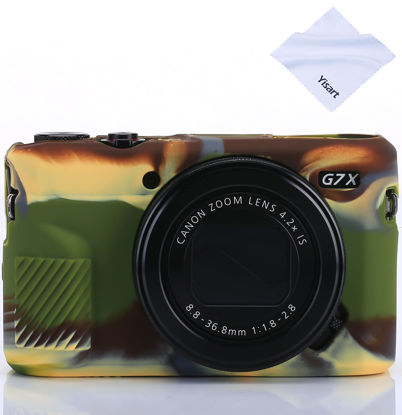 Picture of Camera Silicone Case for Canon PowerShot G7X, Mark II, G7X Mark III, Ultra-Thin Lightweight Rubber Soft Silicone Case Bag Cover + Microfiber Cloth (ArmyGreen)