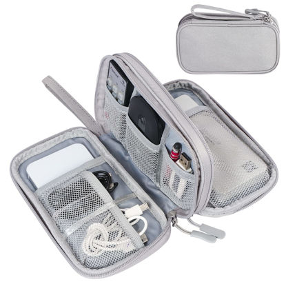 Picture of FYY Electronic Organizer, Travel Cable Organizer Bag Pouch Electronic Accessories Carry Case Portable Waterproof Double Layers All-in-One Storage Bag for Cable, Cord, Charger, Phone, Earphone Grey