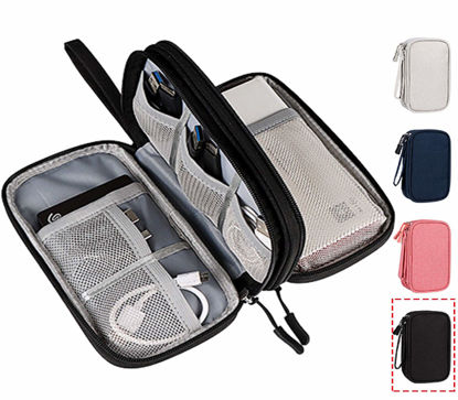 Picture of CAOODKDK Electronics Accessories Organizer Pouch Bag, Electronic Organizer Travel Universal Cable Organizer Electronics Accessories Bag for Cable, Charger, Phone, SD Card, Business Travel Gadget Bag