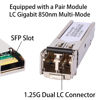 Picture of A Pair of 1.25G/s Bidi Gigabit Multi-Mode Fiber Ethernet Media Converter with 2PCS Bidi SFP LC Dual Transceiver Module Included, 10/100/1000Base-Tx to 1000Base-SX SMF RJ45 to SFP Slot up to 550M