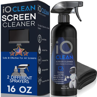 Picture of Screen Cleaner Spray (16oz) - Best Large Kit for LCD LED Matte TVs, Smartphones, iPads, Laptops, Touchscreens, Computer Monitors, Other Electronic Devices - Microfiber Cloth and 2 Sprayers Included