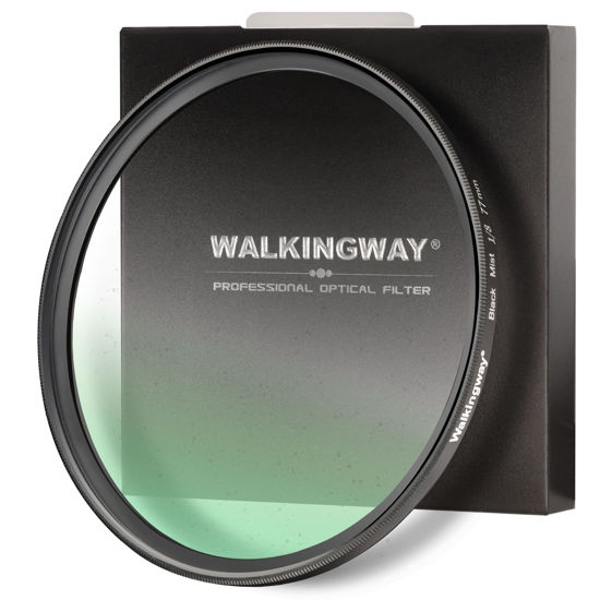 Picture of WalkingWay 77mm Black Diffusion Filter 1/8 Pro Mist Camera Lens Filter Soft Dreamy Cinematic Effect Hazy Diffuser with Ultra Slim and Optical Glass for Portrait/Vlog/Photography/Video