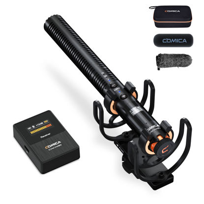 Picture of comica VM30 Shotgun Microphone, with Wireless Modes, Digital/Analog Output, 75/150Hz, Super-Cardioid Universal Video Microphone for Filmmakers, Vloggers - Mic for Camera, Smartphone, and PC