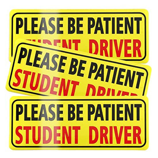 Picture of JUSTTOP 3pcs Magnet for Car, Please Be Patient Student Driver, New Drivers Sticker Safety Warning, Magnetic Reflective Rookie Driver Bumper Sticker (Black&Red)