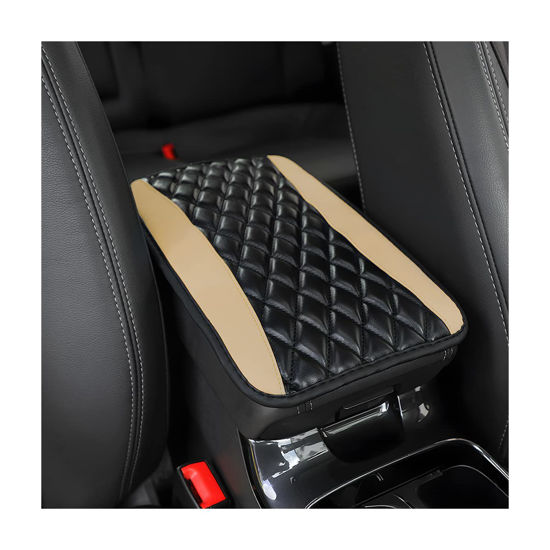 Picture of Car Center Console Cushion Pad, Universal Leather Waterproof Armrest Seat Box Cover Protector,Comfortable Car Decor Accessories Fit for Most Cars, Vehicles, SUVs (Beige)