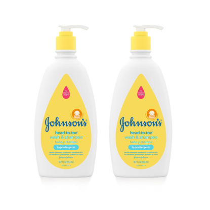 Picture of Johnson's Head-to-Toe Gentle Baby Body Wash & Shampoo, Tear-Free, Sulfate-Free & Hypoallergenic Bath Wash & Shampoo for Sensitive Baby Skin, Washes Away 99.9% of Germs, 2 Pack, 18.7 fl. Oz