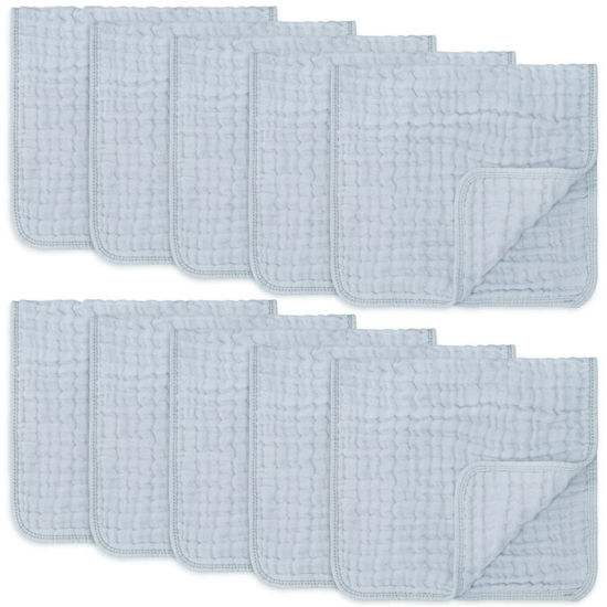 Picture of Comfy Cubs Muslin Burp Cloths Large 100% Cotton Hand Washcloths for Babies, Baby Essentials 6 Layers Extra Absorbent and Soft Boys & Girls Baby Rags for Newborn Registry (Slate 10-Pack, 20" X10")