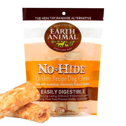 Picture of EARTH ANIMAL No Hide Small Chicken Flavored Natural Rawhide Free Dog Chews Long Lasting Dog Chews | Dog Treats for Small Dogs | Great Dog Chews for Aggressive Chewers (1 Pack)