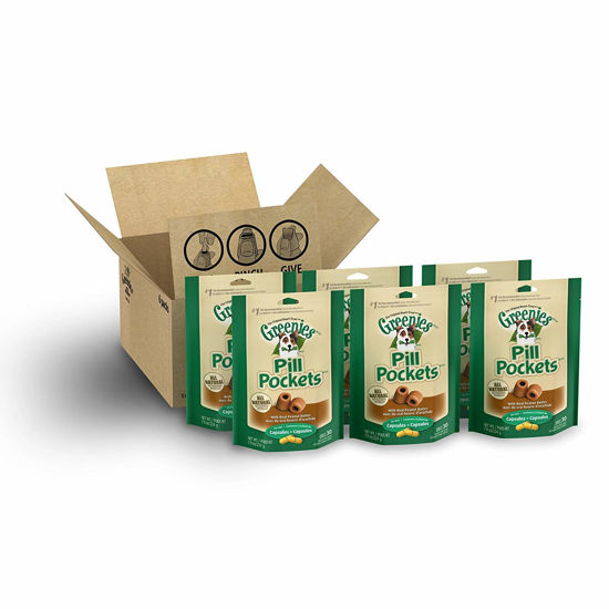 Picture of GREENIES PILL POCKETS Capsule Size Natural Dog Treats with Real Peanut Butter, (6) 7.9 oz. Packs (180 Treats)