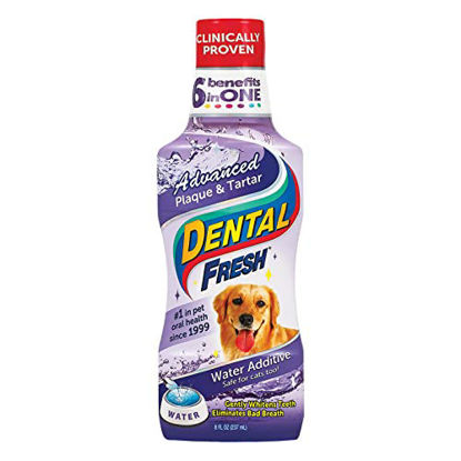 Picture of Dental Fresh Advanced Plaque and Tartar Water Additive, 8oz - Dog Teeth Cleaning Formula to Freshen Breath and Improve Overall Oral Health