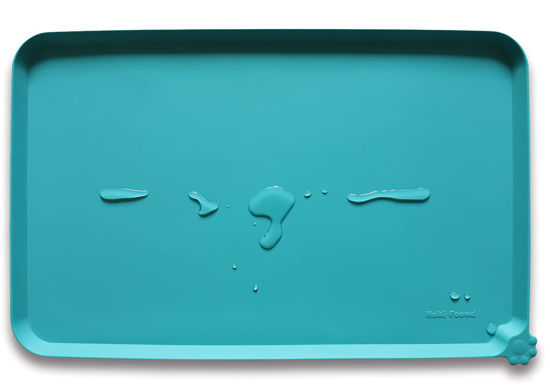 Picture of Hoki Found Silicone Pet Food Mats Tray - Non Slip Pet Dog Cat Bowl Mats Placemat - Dog Pet Cat Feeding Mat - Waterproof Dog Cat Food Mats -Pet Water Mats for Floors -Teal