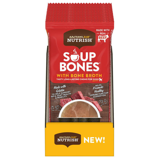 Picture of Rachael Ray Nutrish Soup Bones with Bone Broth Dog Chews with Savory Beef, 2 Small/Medium Chews (Pack of 12)