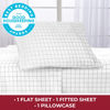 Picture of Mellanni Twin XL Sheet Set - Iconic Collection Bedding Sheets & Pillowcases - Extra Soft, Cooling Bed Sheets - Deep Pocket up to 16" - Fits College Dorm Mattress - 3 PC (Twin XL, Windowpane Gray)