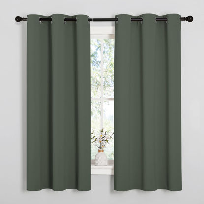 Picture of NICETOWN Blackout Curtain Panels, Home Decoration Thermal Insulated Solid Grommet Blackout Drape for Dining Room (Dark Mallard, 1 Pair, 42 by 63-Inch)