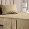 Picture of Twin Size Sheet Set - Breathable & Cooling Sheets - Softer Than Jersey Cotton - Same Look as Jersey Knit Sheets & T-Shirt Sheets - Deep Pockets - Easy Fit - 3 Piece Set - Wrinkle Free - Heathered Tan