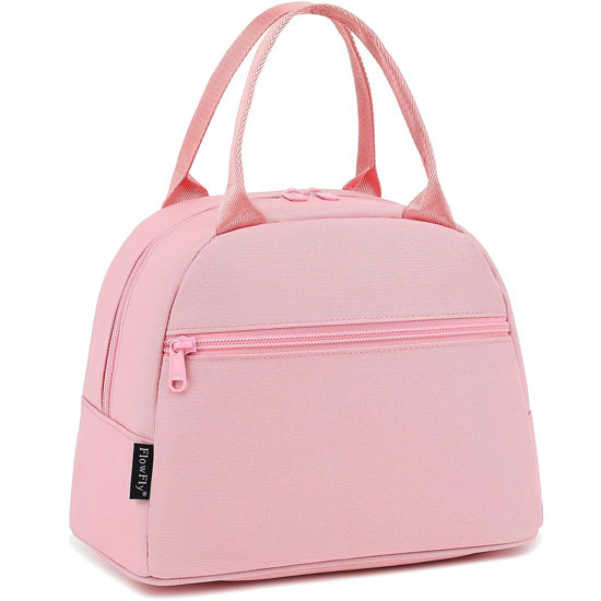 Picture of FlowFly Lunch Bag Tote Bag Lunch Organizer Lunch Holder Insulated Lunch Cooler Bag for Women/Men,Pink