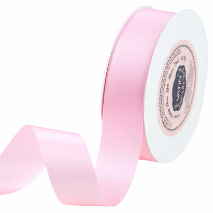 Picture of VATIN 1 inch Double Faced Polyester Satin Ribbon Pearl Pink - 25 Yard Spool, Perfect for Wedding, Wreath, Baby Shower,Packing and Other Projects.