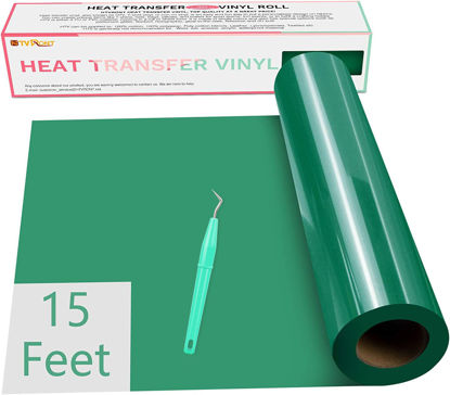 Picture of HTVRONT HTV Vinyl Rolls Heat Transfer Vinyl - 12" x 15ft Green HTV Vinyl for Shirts, Iron on Vinyl for Cricut & Cameo - Easy to Cut & Weed for DIY Heat Vinyl Design (Green)