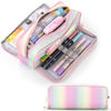 Picture of CICIMELON Large Capacity Pencil Case 3 Compartment Pencil Pouch Pen Bag for Teen Girls Boy Men Women (Rainbow)