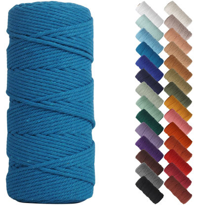 Picture of NOANTA Lake Blue Macrame Cord 3mm x 109yards, Colored Macrame Rope, Cotton Rope Macrame Yarn, Colorful Cotton Craft Cord for Wall Hanging, Plant Hangers, Crafts, Knitting
