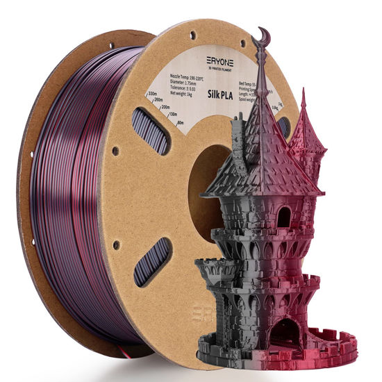 GetUSCart- ERYONE Silk Dual Color Filament PLA 3D Printer 1.75mm +/-  0.03mm, Coextrusion Filament PLA Shiny Filament 1kg(2.2lbs), Black Red