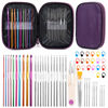 Picture of IMZAY 54 Pcs Crochet Needles Set, Crochet Hooks Kit with Purple Storage Case, Ergonomic Knitting Needles Blunt Needles Stitch Marker DIY Hand Knitting Craft Art Tools for Beginners