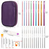 Picture of IMZAY 54 Pcs Crochet Needles Set, Crochet Hooks Kit with Purple Storage Case, Ergonomic Knitting Needles Blunt Needles Stitch Marker DIY Hand Knitting Craft Art Tools for Beginners