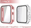 Picture of Misxi 2 Pack Hard PC Case with Tempered Glass Screen Protector Compatible with Apple Watch Series 6 SE Series 5 Series 4 44mm, 1 Rose Pink + 1 Transparent