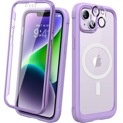 Picture of Diaclara Magnetic Designed for iPhone 14 Case, Compatible with MagSafe Built-in Touch Sensitive Anti-Scratch Screen Protector, with Camera Lens Protector for iPhone 14 6.1" (Peri Purple)