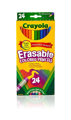 Picture of Crayola Erasable Colored Pencils, Kids At Home Activities, 24 Count, Assorted, Long