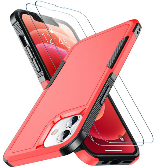 Picture of SPIDERCASE for iPhone 12 Case/iPhone 12 Pro Case, [10 FT Military Grade Drop Protection] [with 2 pcs Tempered Glass Screen Protector] Protective Cover for iPhone 12/12 Pro (Box Red)