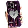 Picture of Casechics Compatible with iPhone Case,Luxury Electroplated Heart Shpae Hollow Camera Lens Protection Soft Shockproof Cover Phone Case (Purple,iPhone 14 Pro Max)