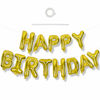 Picture of TONIFUL 3D Gold Happy Birthday Balloons Banner with ribbon straw, 16 Inch Mylar Foil Letters Birthday Sign Banner Balloon Bunting Reusable for Girls Boys Kids & Adults Birthday Halloween Supplies