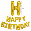 Picture of TONIFUL 3D Gold Happy Birthday Balloons Banner with ribbon straw, 16 Inch Mylar Foil Letters Birthday Sign Banner Balloon Bunting Reusable for Girls Boys Kids & Adults Birthday Halloween Supplies