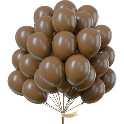 Picture of PartyWoo Coffee Brown Balloons, 50 pcs 12 Inch Boho Brown Balloons, Dark Brown Balloons for Balloon Garland Balloon Arch as Party Decorations, Wedding Decorations, Baby Shower Decorations, Brown-F09