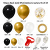 Picture of RUBFAC Black and Gold Balloon Garland Arch Kit, 5 10 12 18 Inch Black Gold White Latex Balloons for Graduation Party Birthday Anniversary Festival Decoration