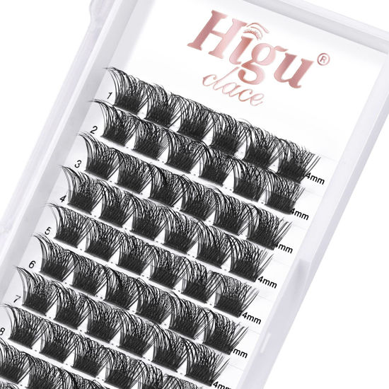 Picture of 72 Pcs Lash Clusters DIY Eyelash Extension C Curl 14mm Wide Stem Cluster Lashes Individual Lashes Cluster Lashes Wisps Reusable Professional Makeup for Self-application (Volume Style C 14mm)