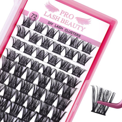 Picture of Cluster Lashes, 72 Pcs Individual Lashes, Lash Clusters DIY Eyelash Extension, Super Thin Band Reusable Soft & Comfortable (Into You-01-D-12mm)