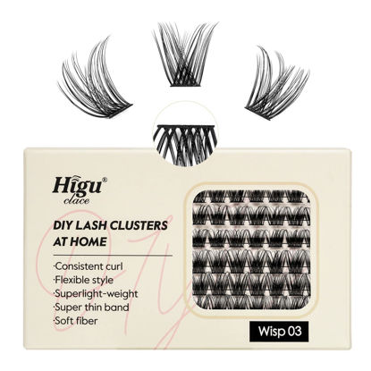 Picture of Lash Clusters DIY Eyelash Extension 72 pcs D Curl Cluster Lashes Individual Lashes Cluster Lashes Wisps Reusable Eyelash Segments Professional Makeup for Self-application (Wisp 03 mix 10-16mm)