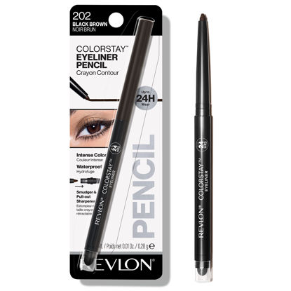 Picture of Revlon Pencil Eyeliner, ColorStay Eye Makeup with Built-in Sharpener, Waterproof, Smudgeproof, Longwearing with Ultra-Fine Tip, Black Brown, 0.01 Oz