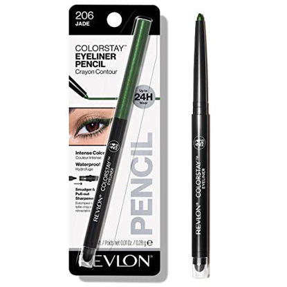 Picture of Revlon Pencil Eyeliner, ColorStay Eye Makeup with Built-in Sharpener, Waterproof, Smudgeproof, Longwearing with Ultra-Fine Tip, 206 Jade, 0.01 Oz