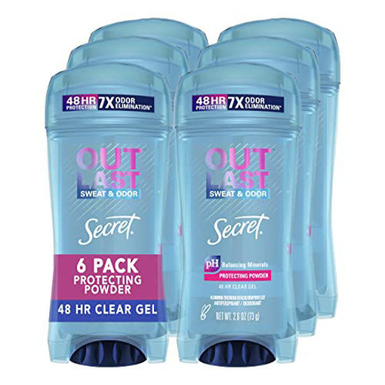 Picture of Secret Antiperspirant Deodorant for Women, Protecting Powder Scent, Clear Gel, Outlast Xtend, 2.6 Oz (Pack of 6) (Packaging May Vary)