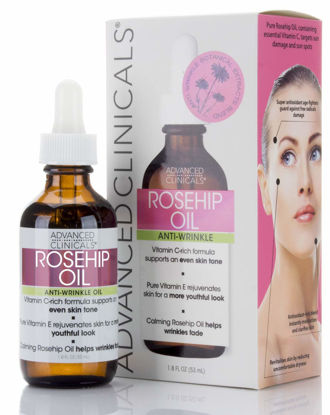 Picture of Advanced Clinicals Rosehip Oil Facial Skin Care Serum Moisturizer Face Oil W/Vitamin C & Vitamin E For Reducing Appearance Of Sun Damage Skin, Age Spots, & Wrinkles, 1.8 Fl Oz (Pack of 1)