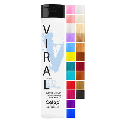 Picture of Celeb Luxury Viral Colorwash, Professional Semi-Permanent Hair Color Depositing Shampoo, Pastel Baby Blue