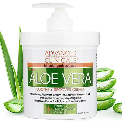 Picture of Advanced Clinicals Aloe Vera, Vitamin C & Hyaluronic Acid Face & Body Cream, Moisturizing Lotion for Dry & Sun-Damaged Skin, 16 Oz