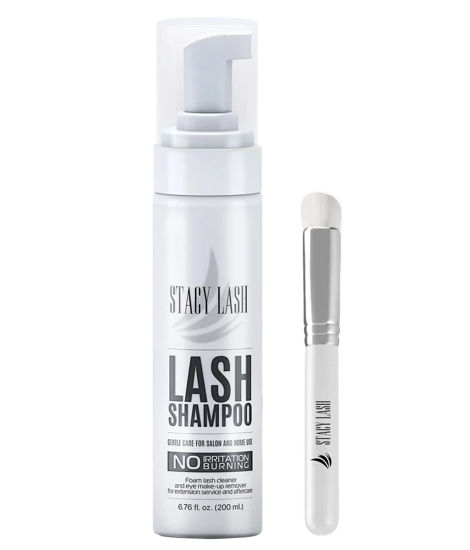 Picture of STACY LASH 6.76 fl.oz / 200ml BIG Eyelash Extension Shampoo Brush/Eyelid Foaming Cleanser/Wash for Extensions & Natural Lashes/Free Safe Makeup Remover/Supplies for Professional & Home Use